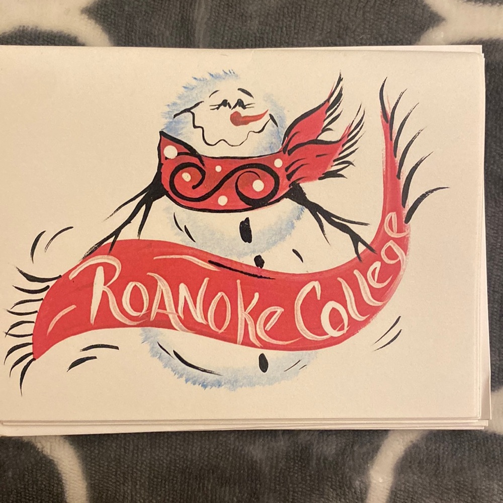 NEW Set of 8 hand drawn Roanoke College notecards - 2006
